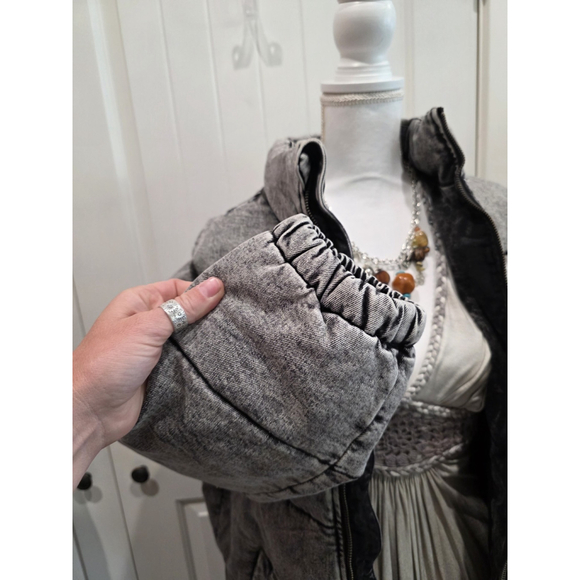 LNDN Denim Puffer Washed Black Size S NWT - Picture 7 of 9